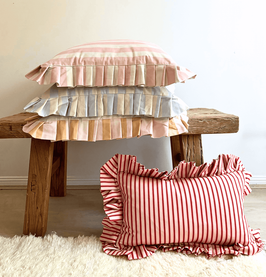 Rae ruffle striped square cushions