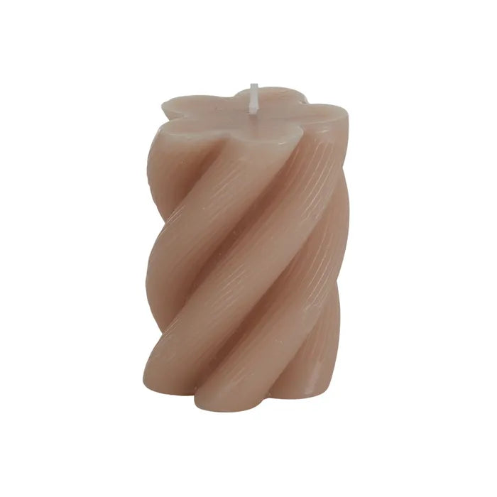 Rib Twist Pillar Candle 5.5x8cm Nude
