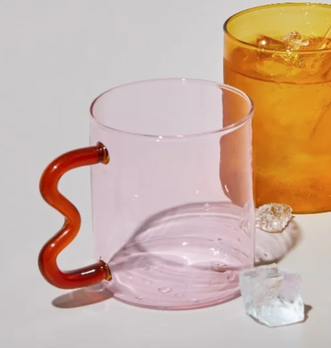 Pink wavy glass cup
