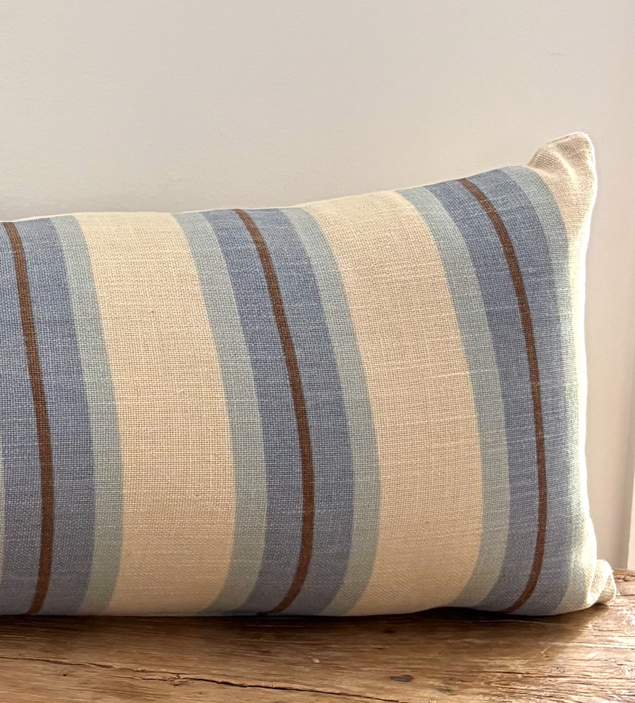 Sea blue Striped lumbar cushion cover