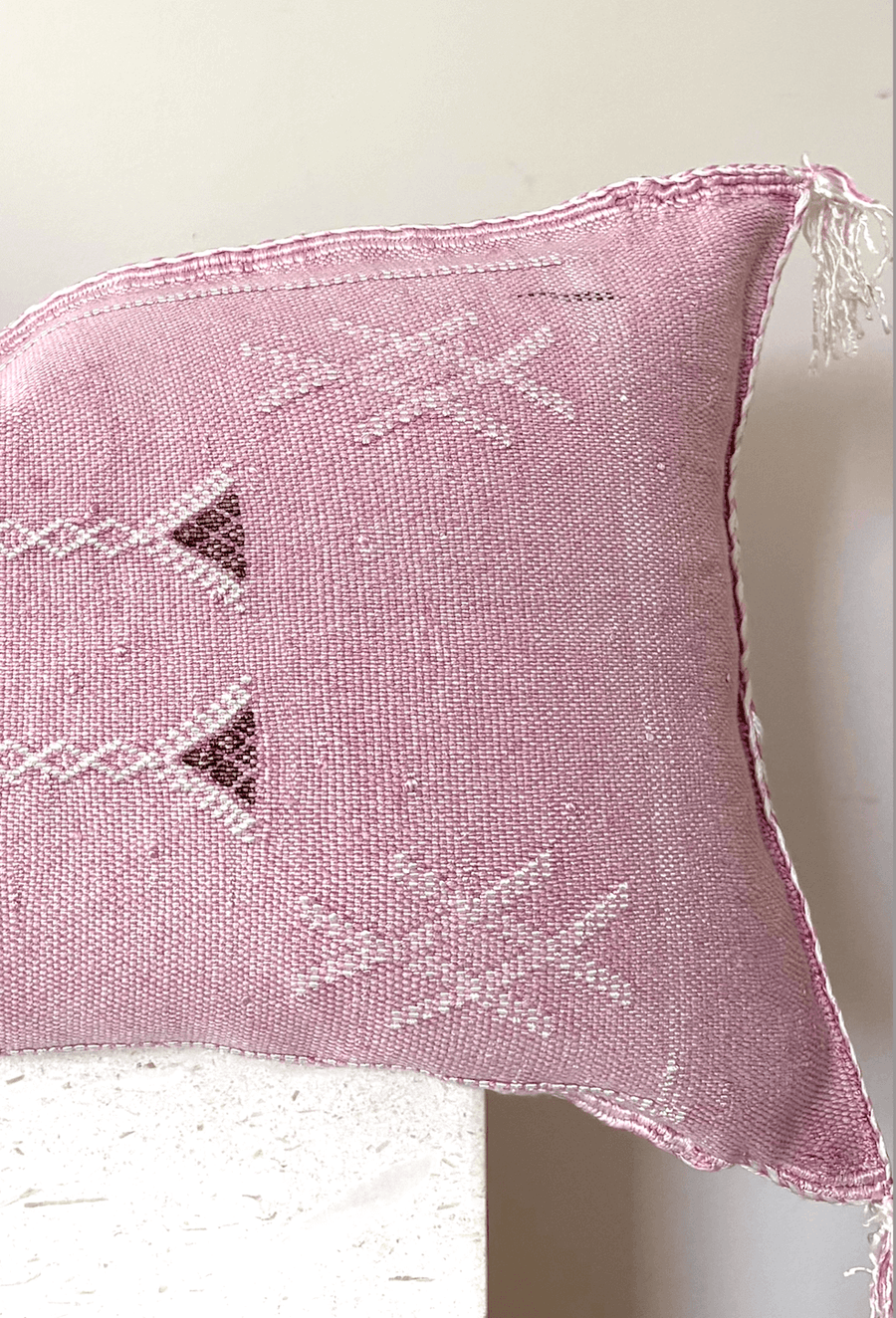 Pink Moroccan cactus silk cushion