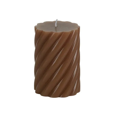 Twist Pillar Candle 7x10cm Tan
