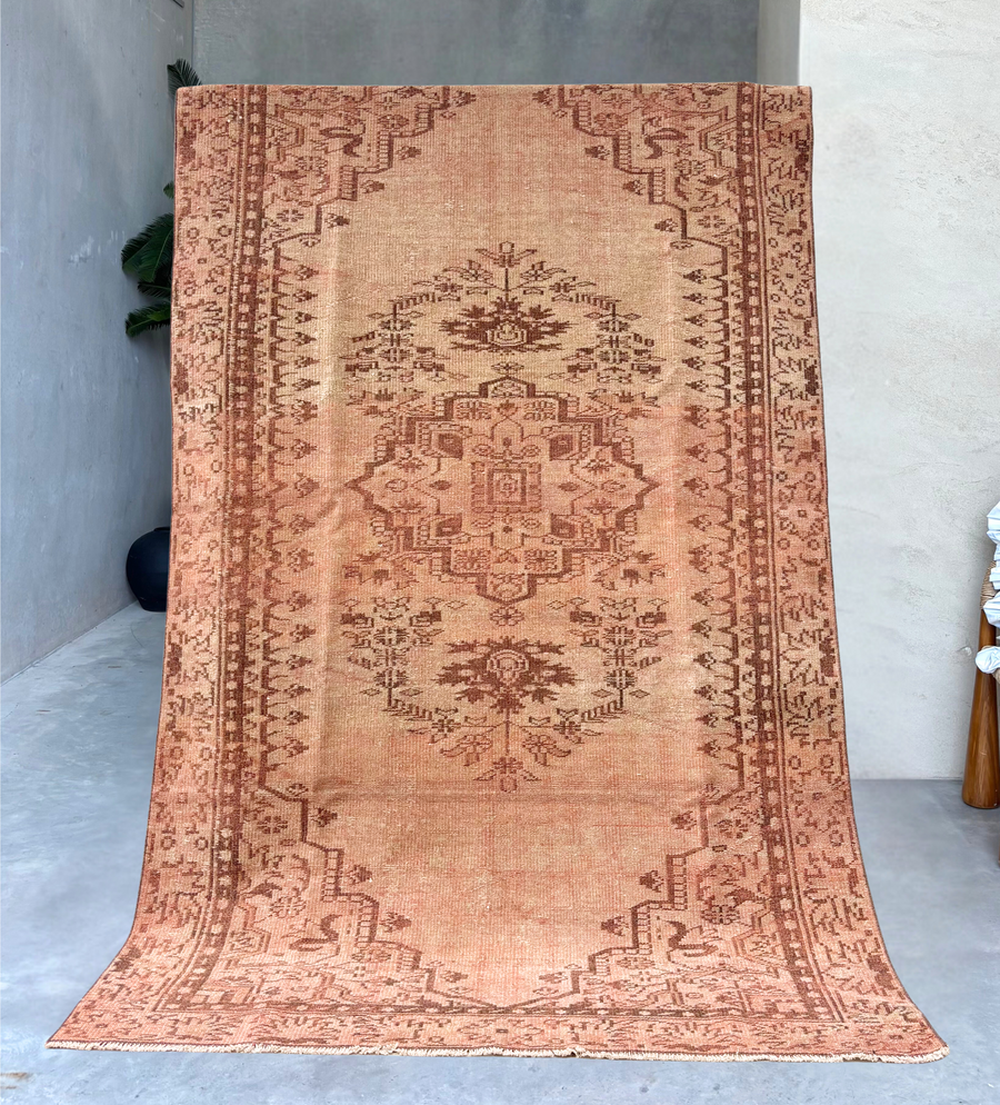 Dusty Peach Turkish vintage rug
