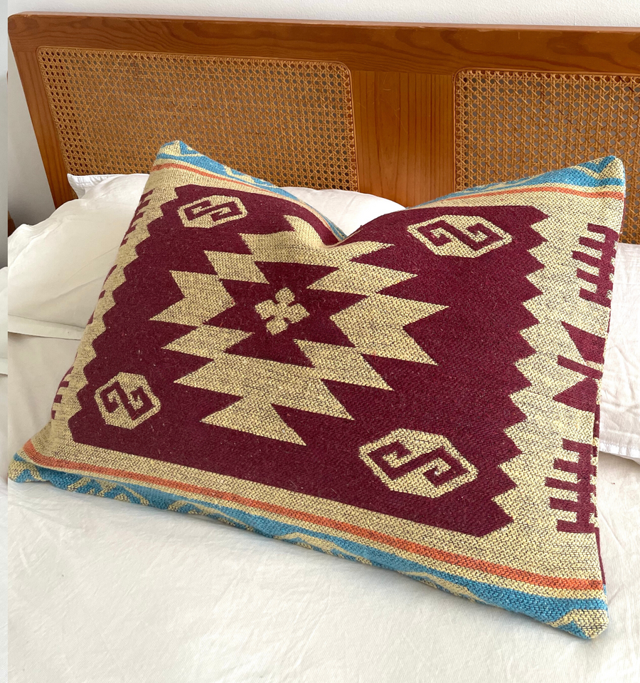 Burgundy Aztec | Kilim cushion