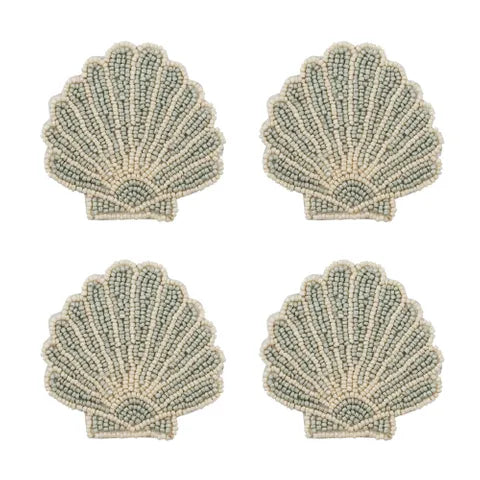 Venus S/4 Beaded Coasters 10cm Seafoam