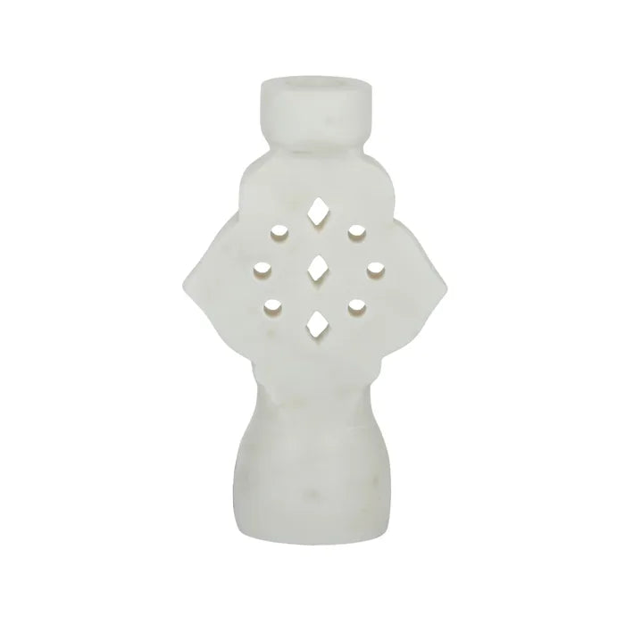 Zagora Marble Candleholder 10x6x16cm Wh