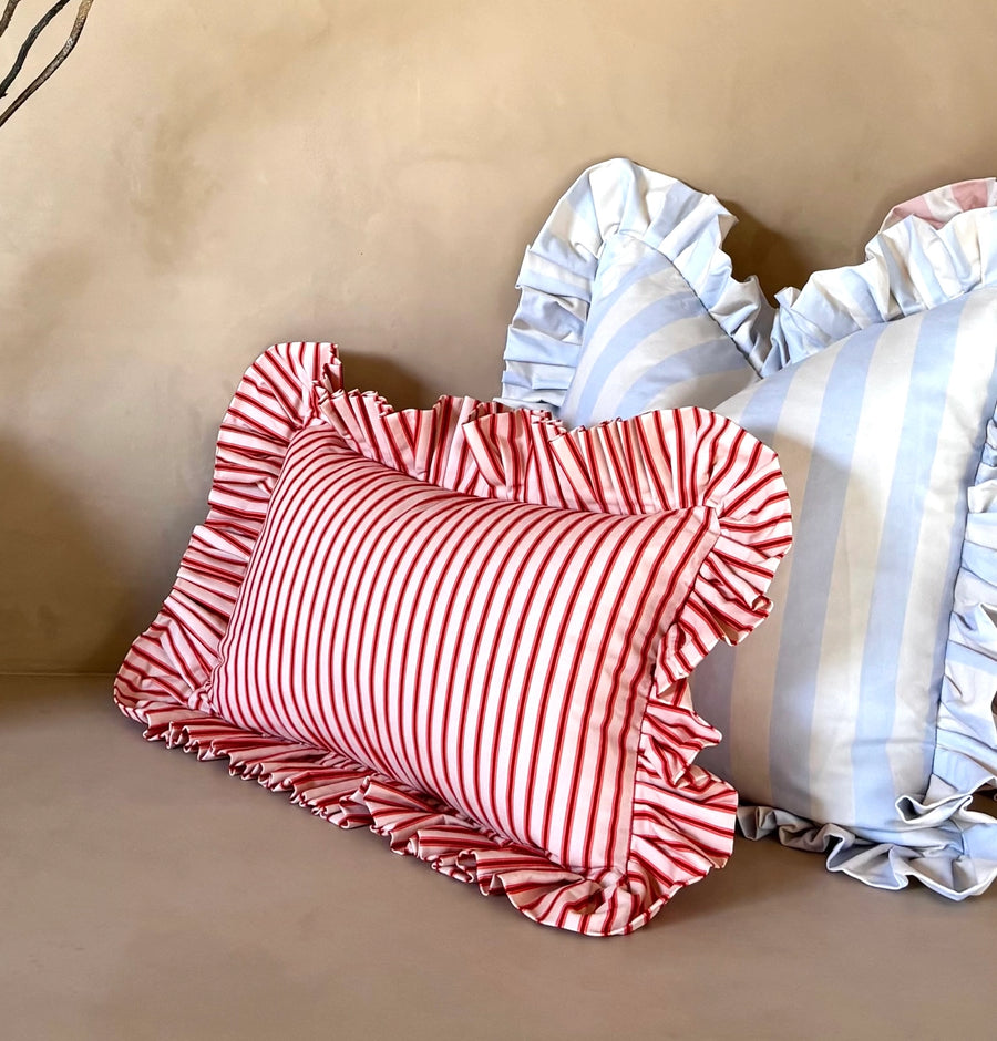 Rae Ruffle Cushion | Crimson