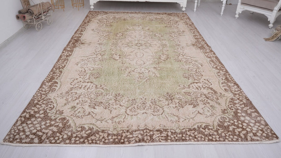 Pistachio & Cream Turkish vintage rug