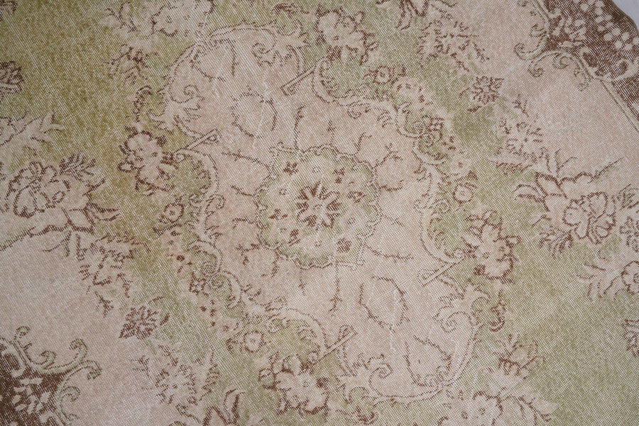 Pistachio & Cream Turkish vintage rug