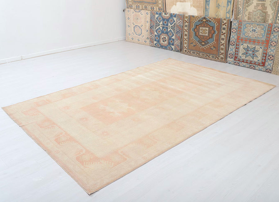 Muted Peach Turkish vintage rug
