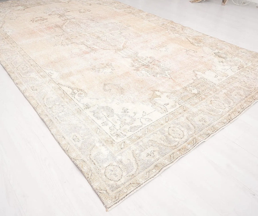 Muted Pastels Turkish vintage rug