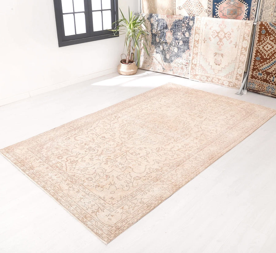 Large Blush & Beige vintage rug