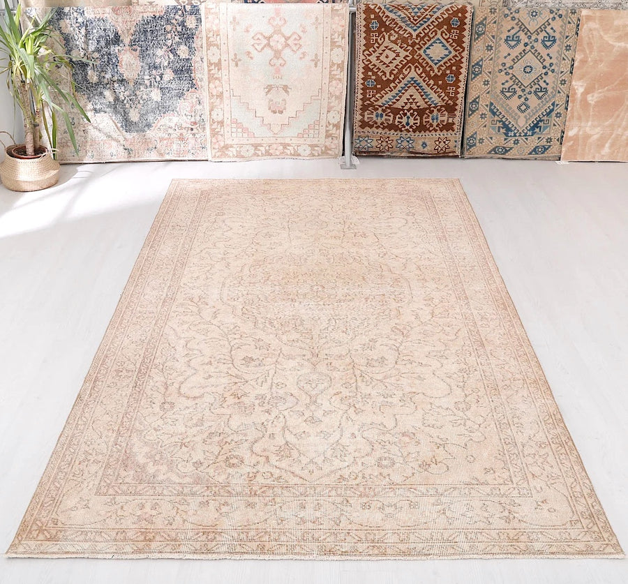 Large Blush & Beige vintage rug