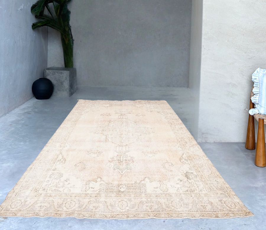 Muted Pastels Turkish vintage rug