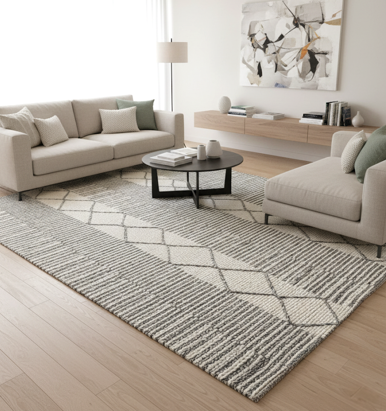 scandi grey wool rug, large
