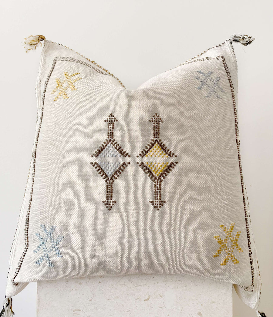 creamy Moroccan cactus silk cushion