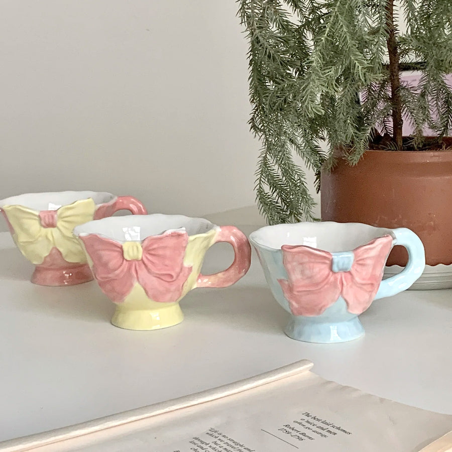 Tea Party Hand Painted Bow Mugs | Pre-order