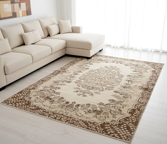 Coffee & Cream Turkish Rug
