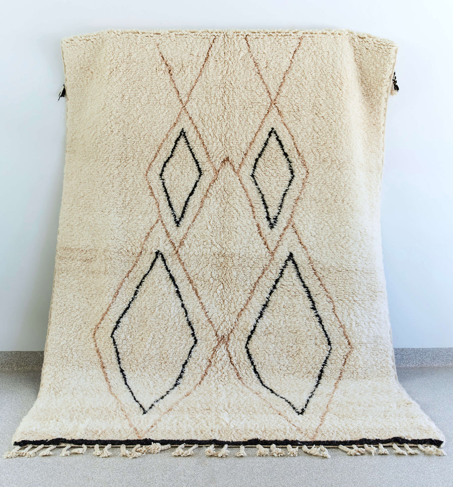 Moroccan beni handmade wool rug