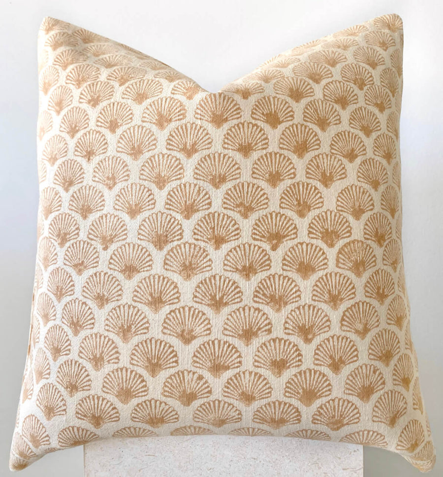 seashell block printed cushion