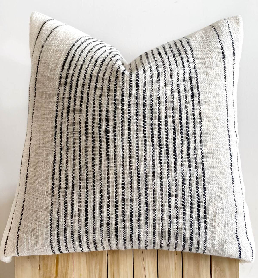 cream striped cotton cushion