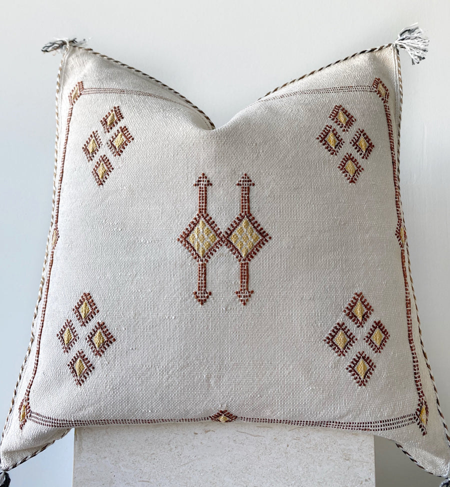 Cream Moroccan cactus silk cushion Australia